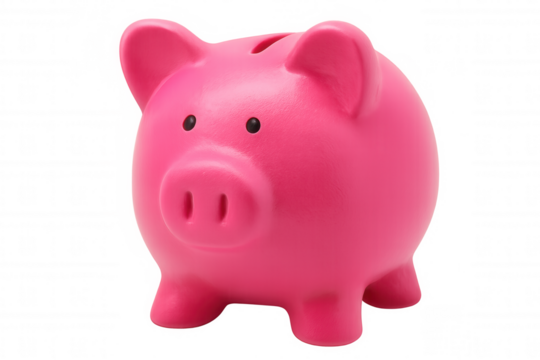 Ceramic pink piggy bank representing financial planning, sitting on clean transparent surface, highlighting money management concept - Powered by Adobe