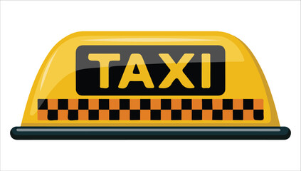 yellow taxi roof light sign vector art isolated white