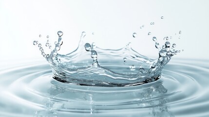 Water Crown: A photorealistic splash of pure, transparent water takes center stage, meticulously captured to showcase its intricate form and the fleeting beauty of a moment frozen in time.