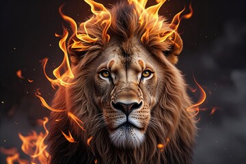 Majestic Lion with Fiery Expression for Stunning Artwork