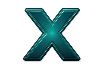 Obraz premium Glossy teal letter x on transparent background, ideal for modern and elegant graphic design projects