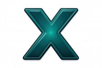 Glossy teal letter x on transparent background, ideal for modern and elegant graphic design projects