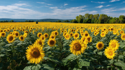 Obraz premium breathtaking summer landscape featuring sunflower fields under bright sun captured across different countries