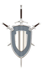 Medieval shield with crossed swords 3d render