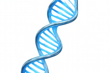Glowing blue dna double helix rotating on transparent background, perfect for science and medical projects