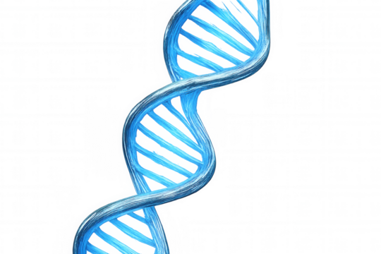 Glowing blue dna double helix rotating on transparent background, perfect for science and medical projects