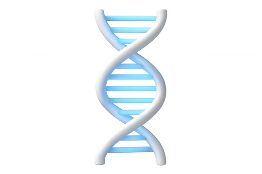 Rotating dna double helix structure glowing blue, transparent background, showcasing molecular genetic research visualization in high-detail digital rendering