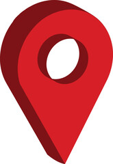 3D Red Location Marker Icon Isolated on White