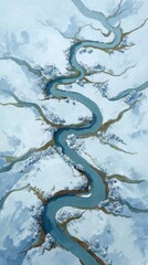 Obraz premium Winding River Through Snowy Landscape