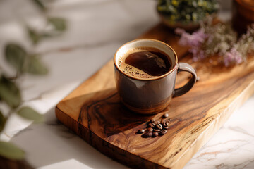 Premium coffee promotional advertisement, with special coffee packaging