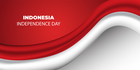17 agustus Indonesia Independence Day poster banner Background with Red and White Wave Flag &ndash; Vector Design.	