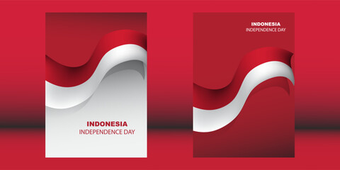 17 agustus Indonesia Independence Day poster banner Background with Red and White Wave Flag &ndash; Vector Design.	