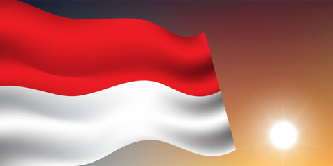 17 agustus Indonesia Independence Day poster banner Background with Red and White Wave Flag &ndash; Vector Design.	