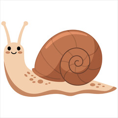adorable cartoon garden snail character vector art isolated white © zakariyae