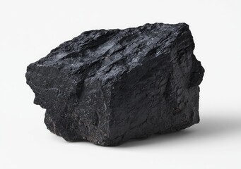 A dark, rough-textured, irregular-shaped chunk of coal
