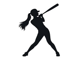 Female baseball player silhouette
