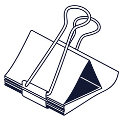 Minimalist black and white illustration clip holding sheets of paper