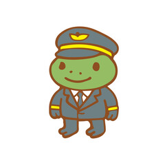 Cute Pilot Frog Cartoon Character