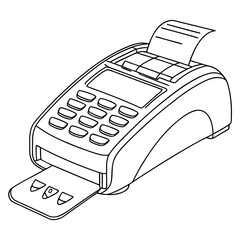 Modern Payment Terminal Illustration with Credit Card and Receipt Outline