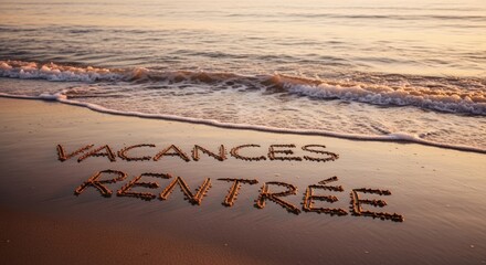 Vacances rentree written in sand
