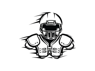 American football costume with helmet isolated with white background 