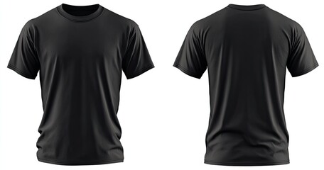 Blank black t-shirt, front and back views (1)