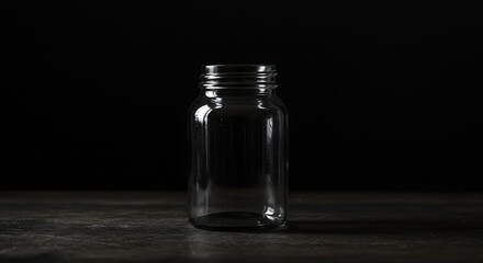 Elegant Glass Jar Silhouette: An artistic depiction of an empty glass jar, meticulously captured in a minimalistic setting, highlighting its transparent structure and refined aesthetic appeal.