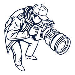 Professional Photographer Observing and Capturing a Photo with Camera