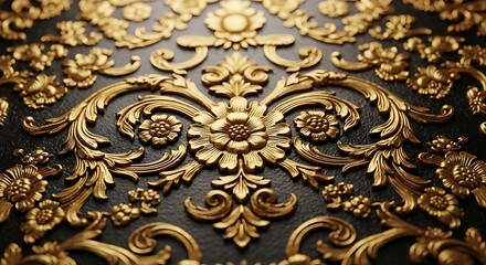 Obraz premium Ornate Gold Baroque Floral Pattern Elegant Decorative Ornament Vintage Antique Design