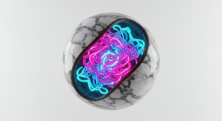 Abstract digital rendering of a sphere with illuminated oval design