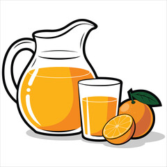 vitamin rich orange beverage with whole and sliced fruit vector graphic