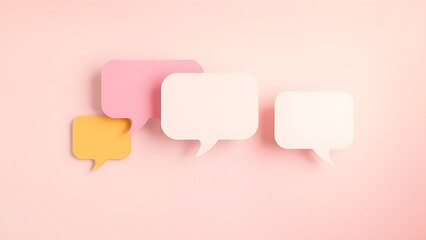Abstract pastel speech bubbles floating for feedback concept