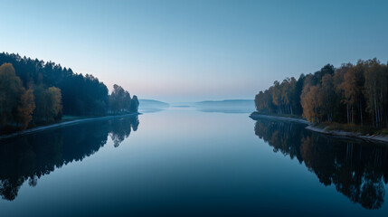 A serene and cool gradient inspired by a quiet lake at autumn twilight. The colors move from a soft, icy blue to a deep, reflective charcoal, offering a calm and contemplative aesthetic.