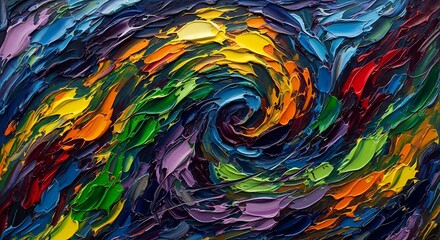 Vibrant Impressionistic Swirl of Colors Creating a Cosmic Vortex Energy