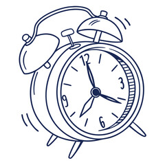 Vintage Alarm Clock Illustration Ringing Loudly Time Management Concept
