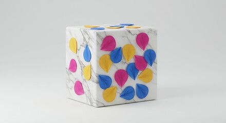 Colorful gift box with decorative leaves