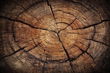 Naklejka premium Close-up of a weathered tree trunk cross-section
