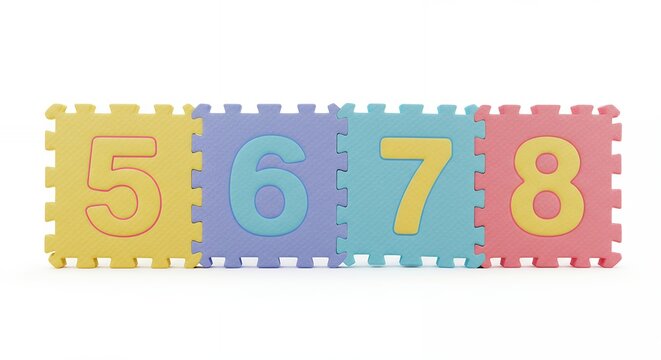 Colorful number tiles puzzle for learning