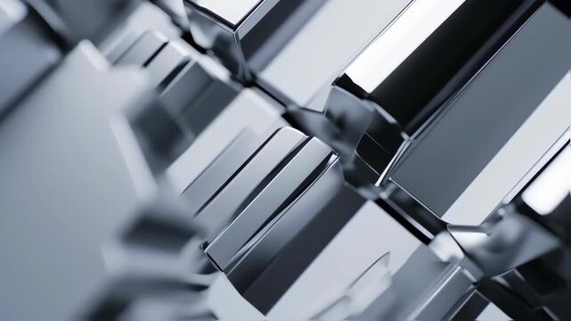 Close-up view of metallic interlocking shapes