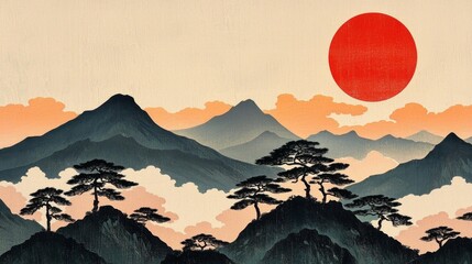 High-Resolution 4K Wallpaper of Mountains, Clouds, and Trees