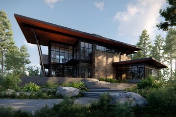 Obraz premium Bold Steel Covered Overhang with Daring Architectural Design for Striking Modern Building Features