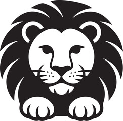 black and white lion head with paws vector illustration for logo mascot emblem or wildlife design artwork