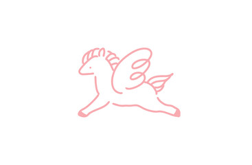 翼のある馬 ペガサス  ピンク