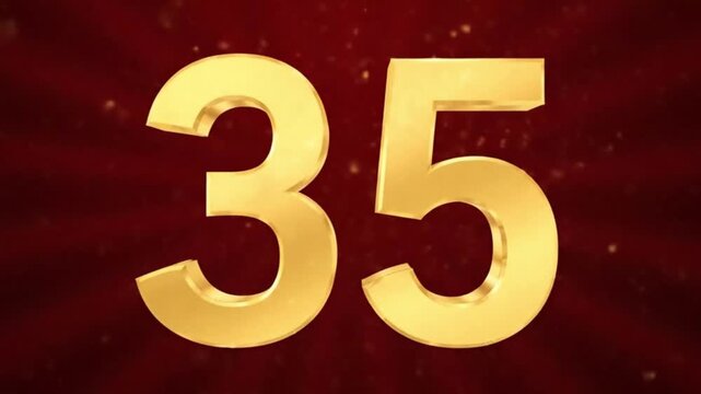 Gold 35 shimmers against a red backdrop with bokeh - Powered by Adobe