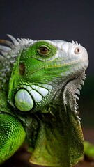 Fototapeta premium Close-up of a vibrant green iguana (2)