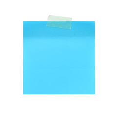 Blue sticky note with duct tape isolated on white or transparent background. PNG