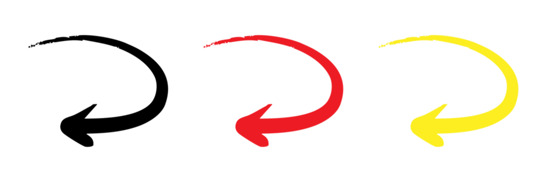 手書きのカーブした矢印 リバース 戻る 回転