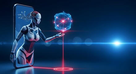 Futuristic AI and Mobile Technology Concept