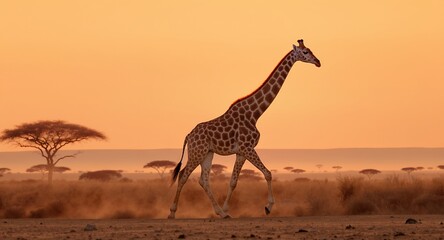 Fototapeta premium Majestic Giraffe at Golden Hour Stunning African Savanna Wildlife Photography