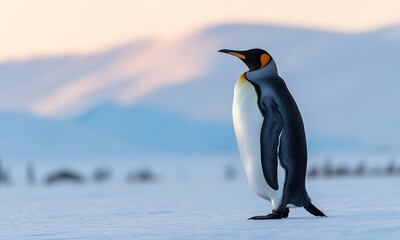 Fototapeta premium Majestic King Penguin in Antarctic Landscape Breathtaking Wildlife Photography